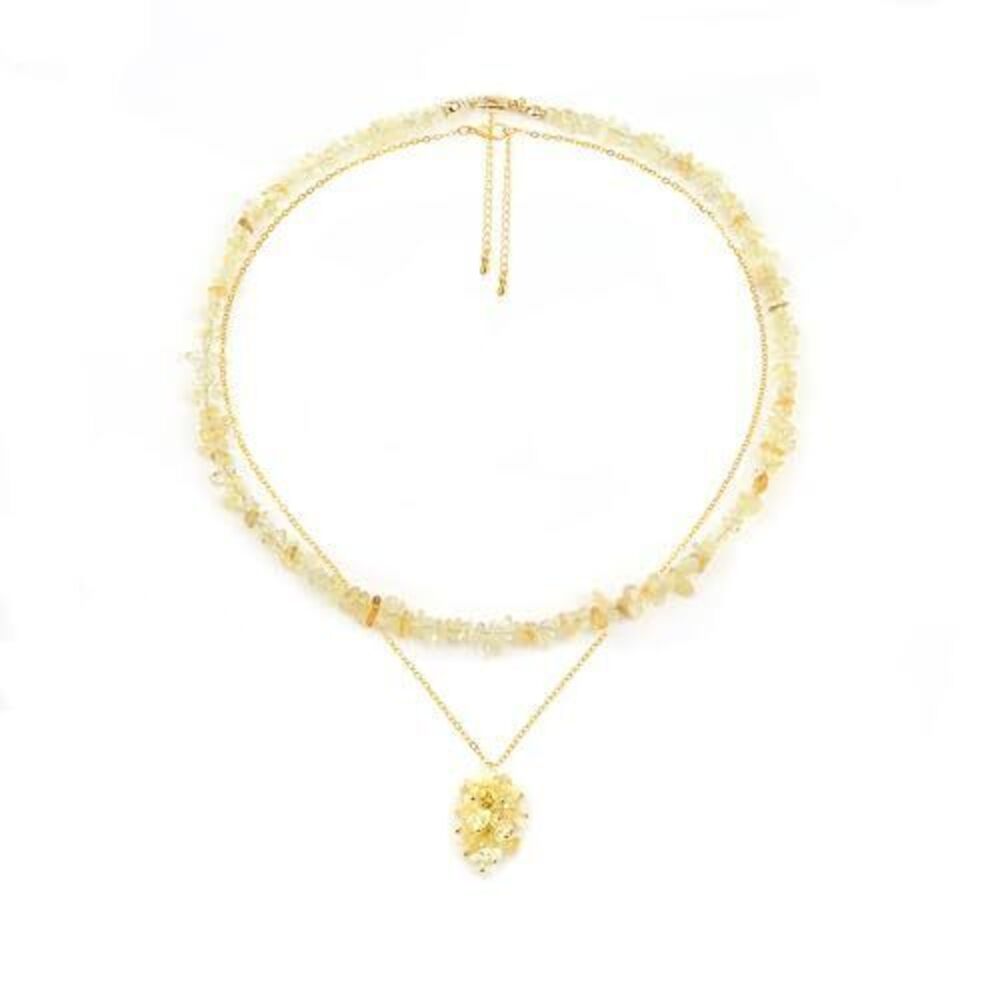 2464 Citrine Necklace Beaded Necklaces Handmade Natural Stone Raw Crystal